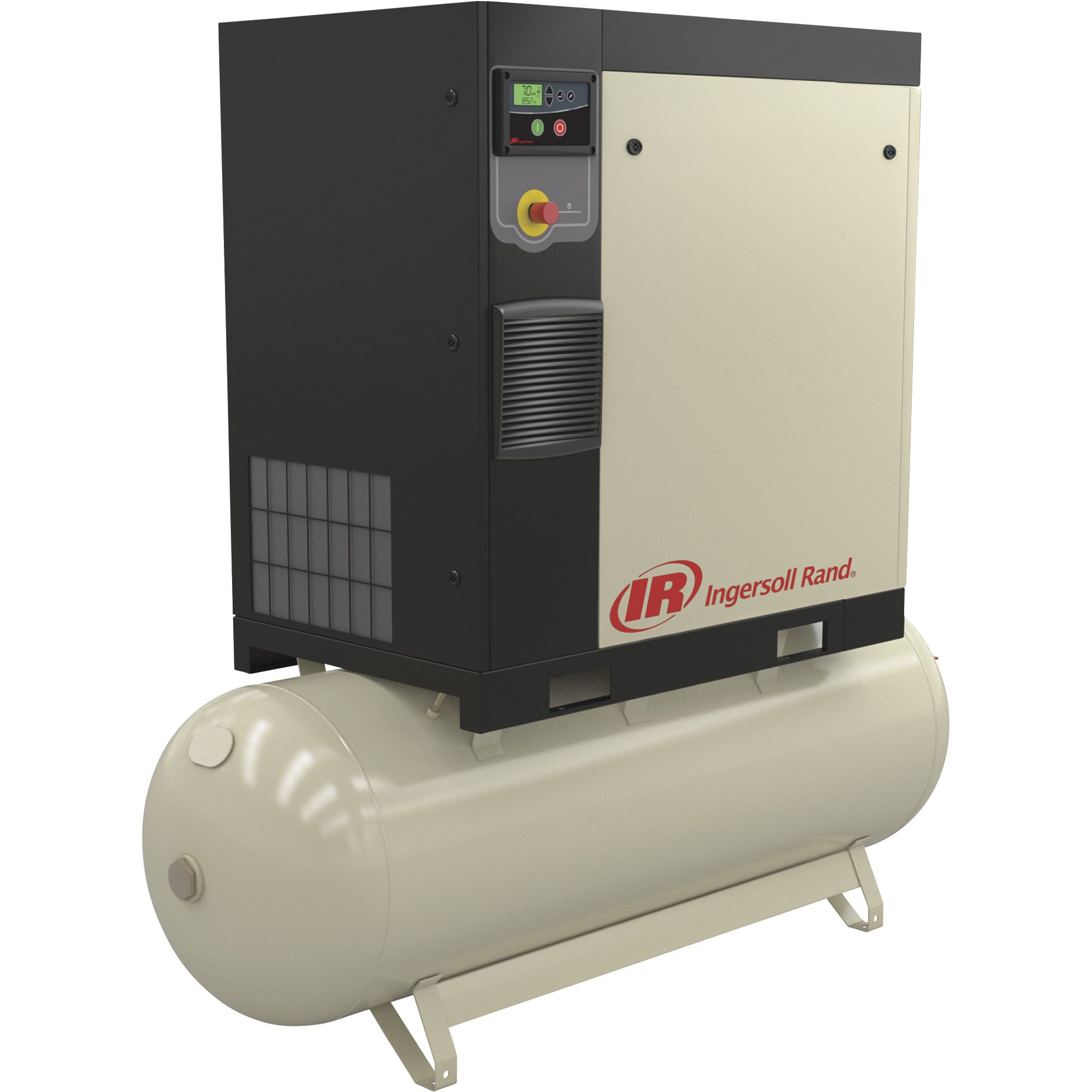 Ingersoll Rand Rotary Screw Air Compressor, 460 Volts 3-Phase, 15 HP, 56.1 CFM @ 125 PSI, 80 Gallon, Model# 48670715